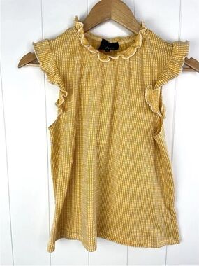 W5 Yellow Gingham Ruffle Sleeve Tank